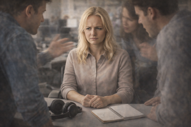 osoba dorosła ma trudność w rozumieniu treści, gdy dwie osoby mówią do niej